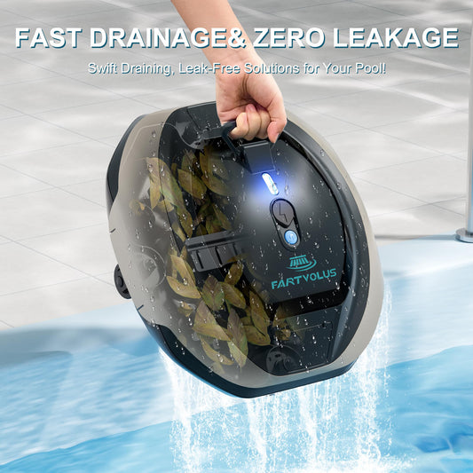 FARTVLOUS  Cordless Robotic Pool Cleaner - Swimming pool sweepers-Automatic Pool Vacuum Robot with Wall Climbing - 120 Mins Runtime, Quad-Motor Powerful Suction, Self-Parking, for In Ground Pool Up to 1500 sq. ft, Gray